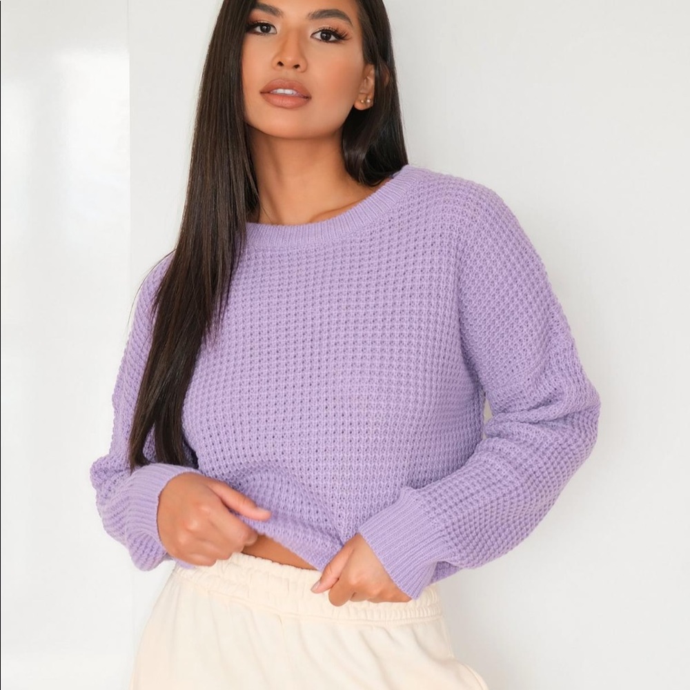 Missguided purple crop knitted sweater